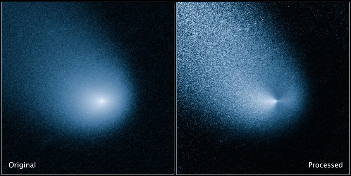 A comet imaged against the stars by the Hubble Space Telescope A comet imaged against the stars by the Hubble Space Telescope