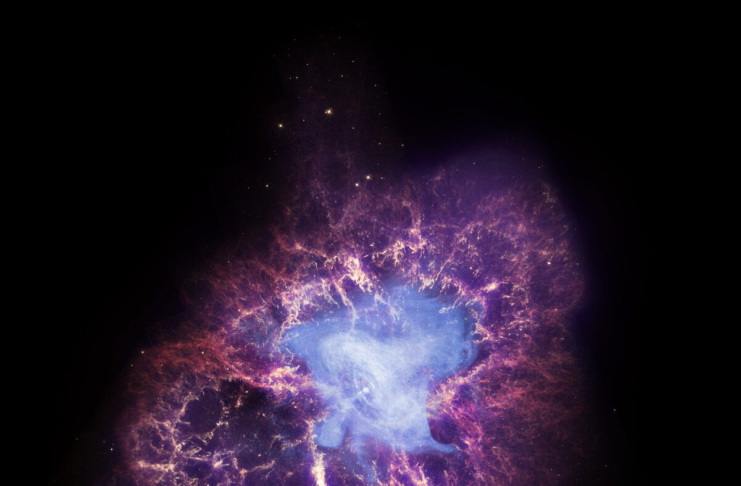 The Crab Nebula combines several types of astronomy in one multiwavelength image of X-ray, optical and infrared light
