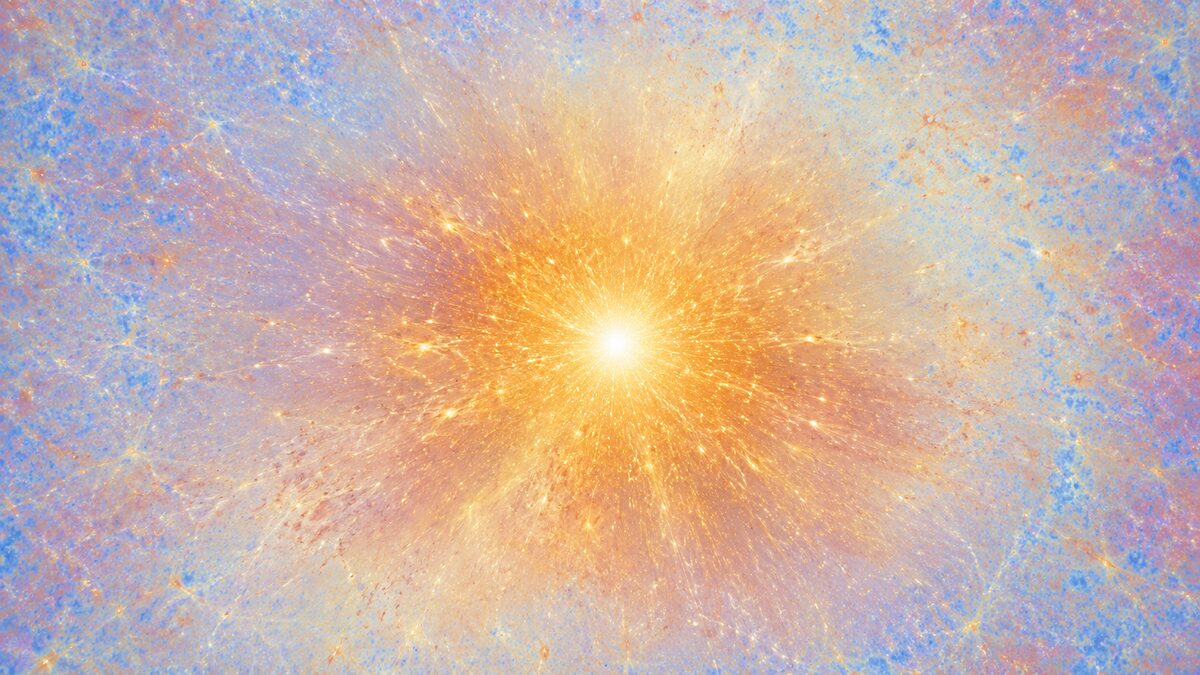 The hot early universe fading into the cosmic microwave background, for George Gamow