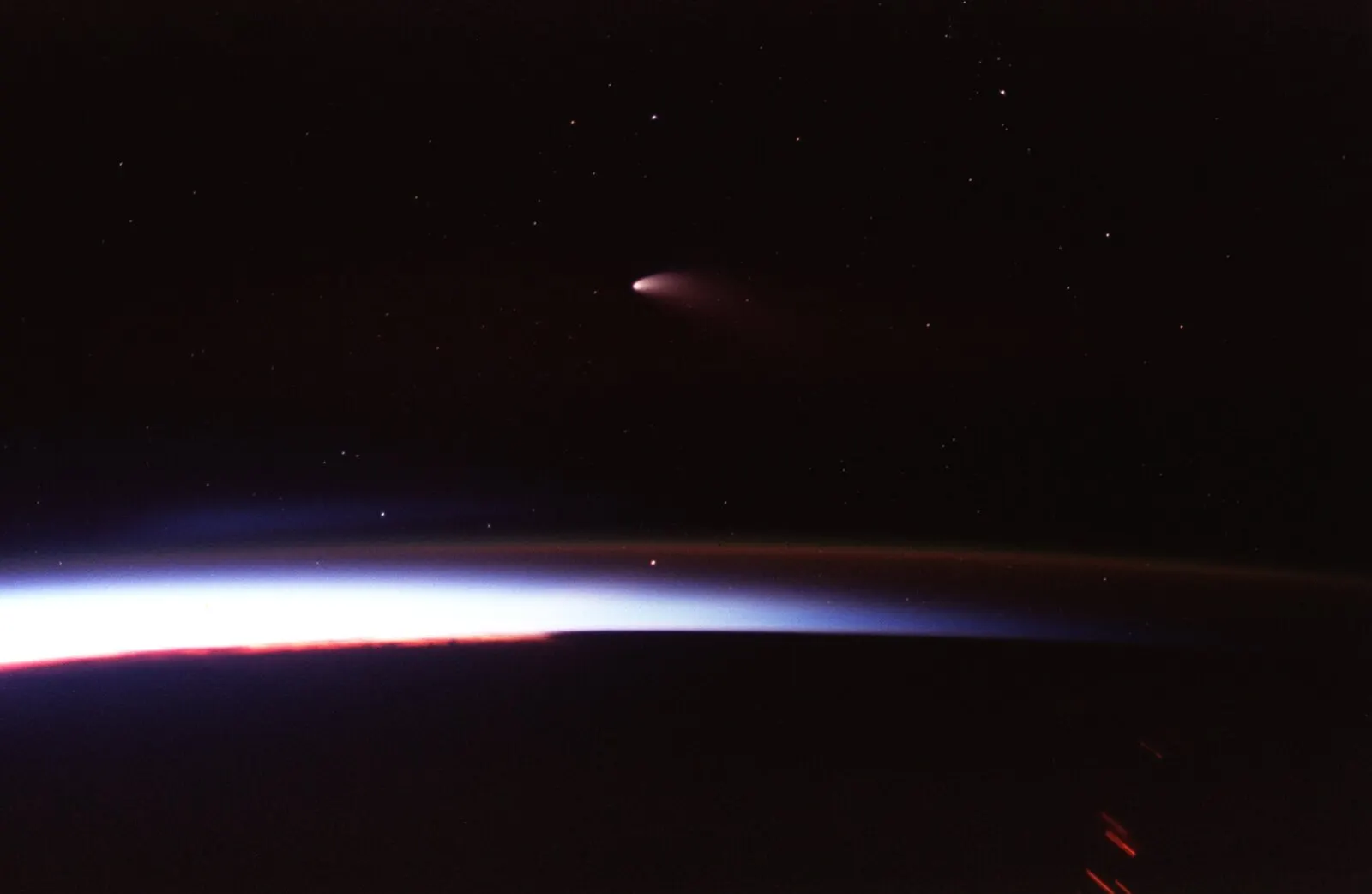Comet Hale-Bopp, co-discovered by amateur Thomas Bopp, photographed from Space Shuttle Columbia in 1997 Comet Hale-Bopp, co-discovered by amateur Thomas Bopp, photographed from Space Shuttle Columbia in 1997