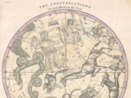 Classical 1856 celestial map showing the constellations of the northern hemisphere